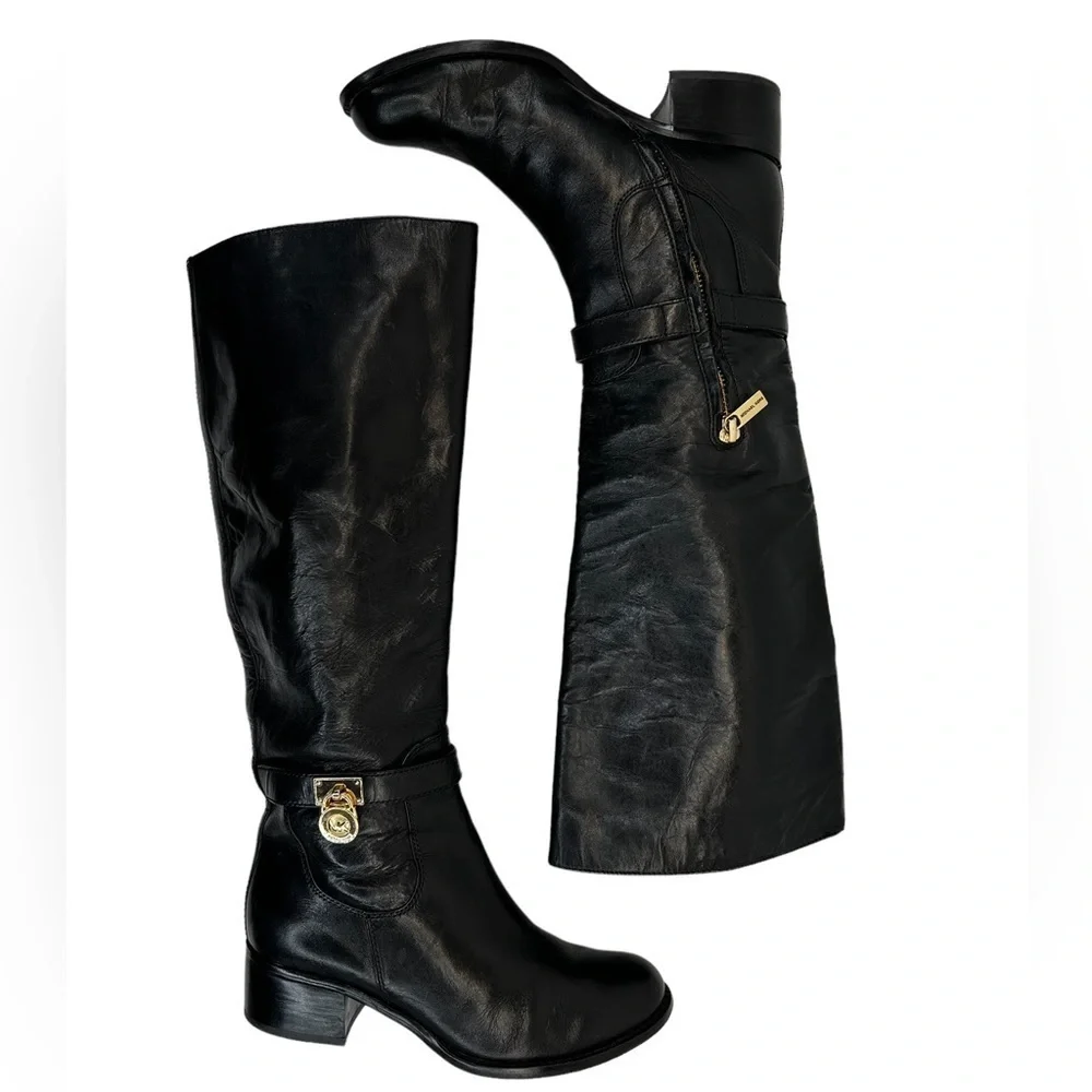 MICHAEL Michael Kors Women’s Black Leather Riding Boots - Picture 3 of 16